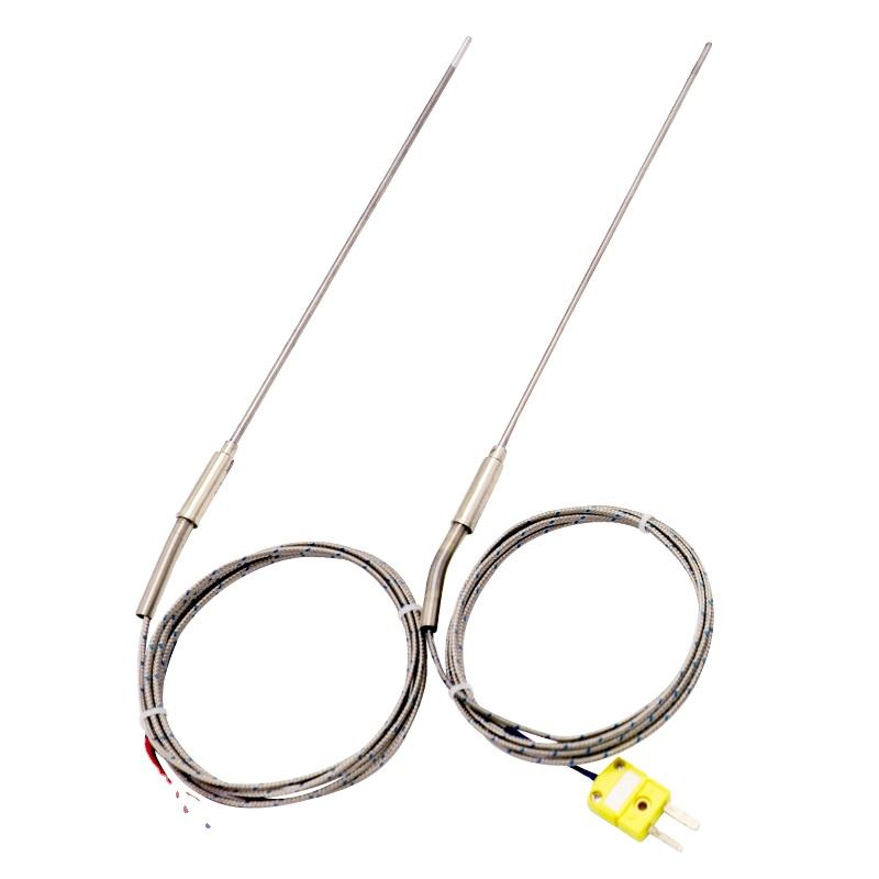 Nålearmeret fleksibelt termoelement, Type K, 2-leder, højtemperatur-, højpræcisionstermoelement med udvidet PT100 RTD-sensor