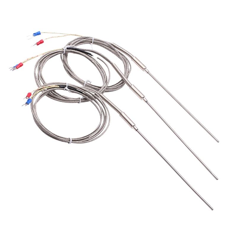Nålearmeret fleksibelt termoelement, Type K, 2-leder, højtemperatur-, højpræcisionstermoelement med udvidet PT100 RTD-sensor