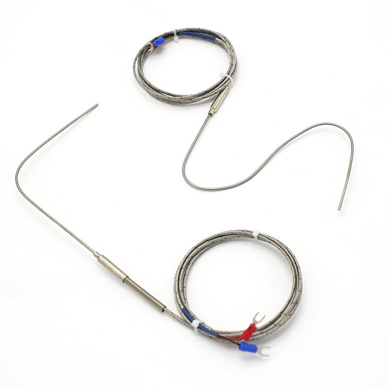 Nålearmeret fleksibelt termoelement, Type K, 2-leder, højtemperatur-, højpræcisionstermoelement med udvidet PT100 RTD-sensor
