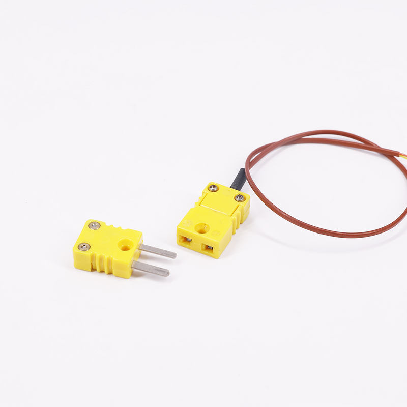Brun PTFE-beklædt temperaturmåling 2-leder termoelement forlængerkabel med termoelement stik til direkte kontakt K-type sensor